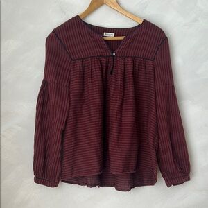 Masscob red smock top 3/4 sleeves flowy balloon sleeves made in Spain sz small